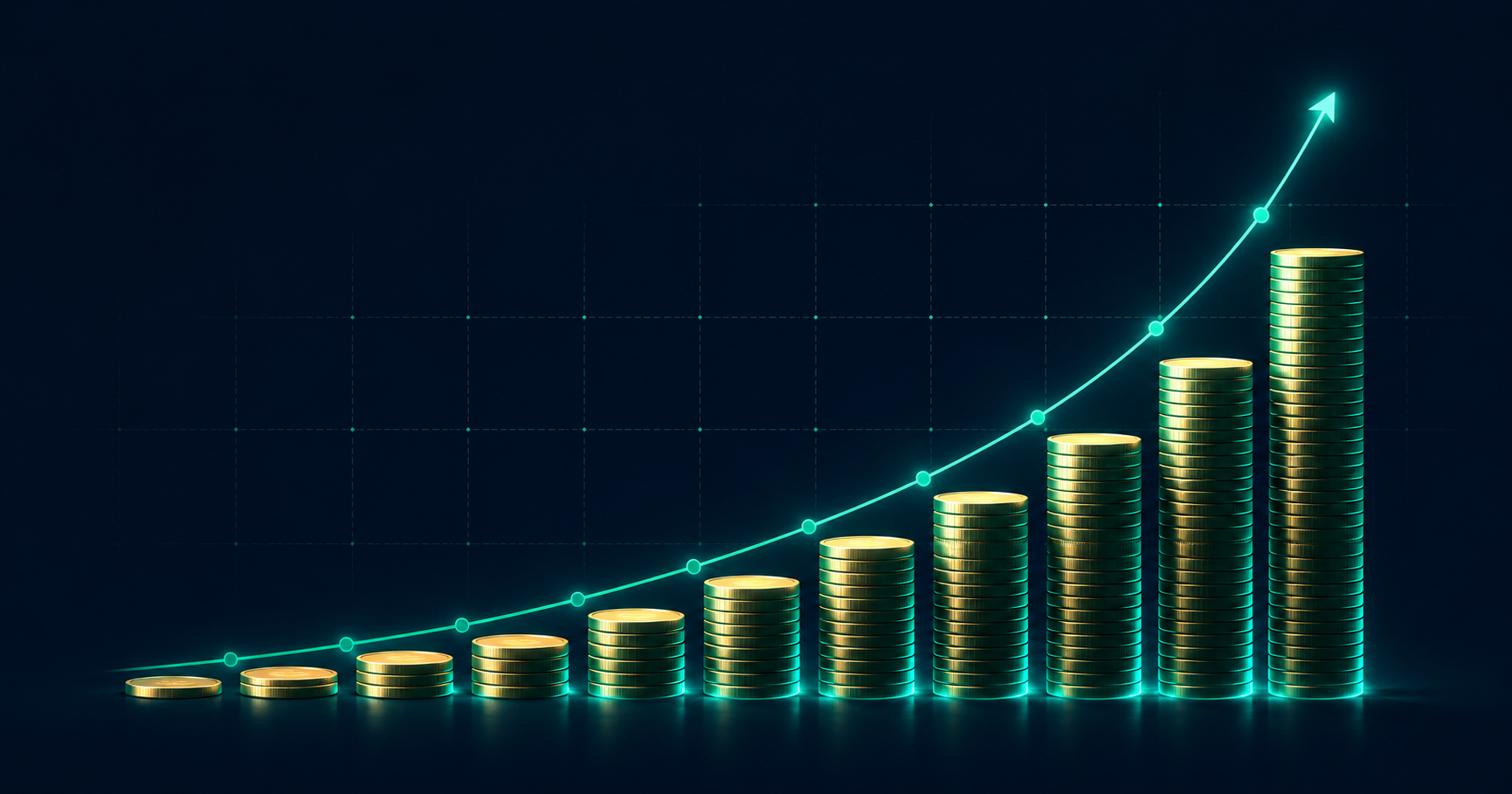Graphique illustrant la croissance exponentielle des intérêts composés